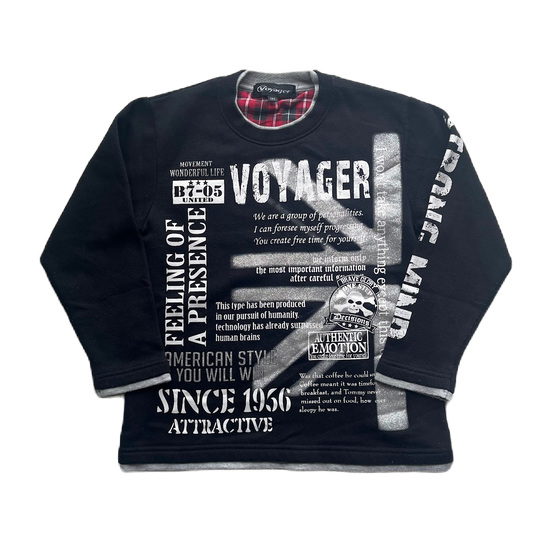 Black Silver Glitter Graphic Sweater