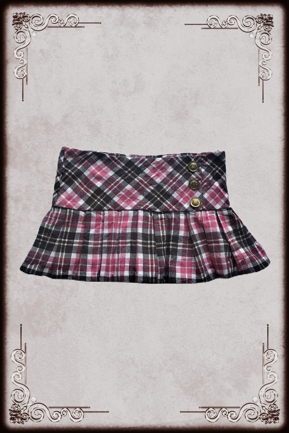 Pink & Black Plaid Mini Skirt