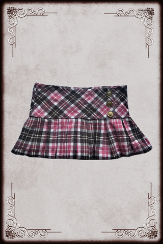 Pink & Black Plaid Mini Skirt