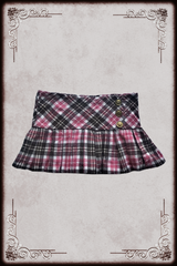 Pink & Black Plaid Mini Skirt