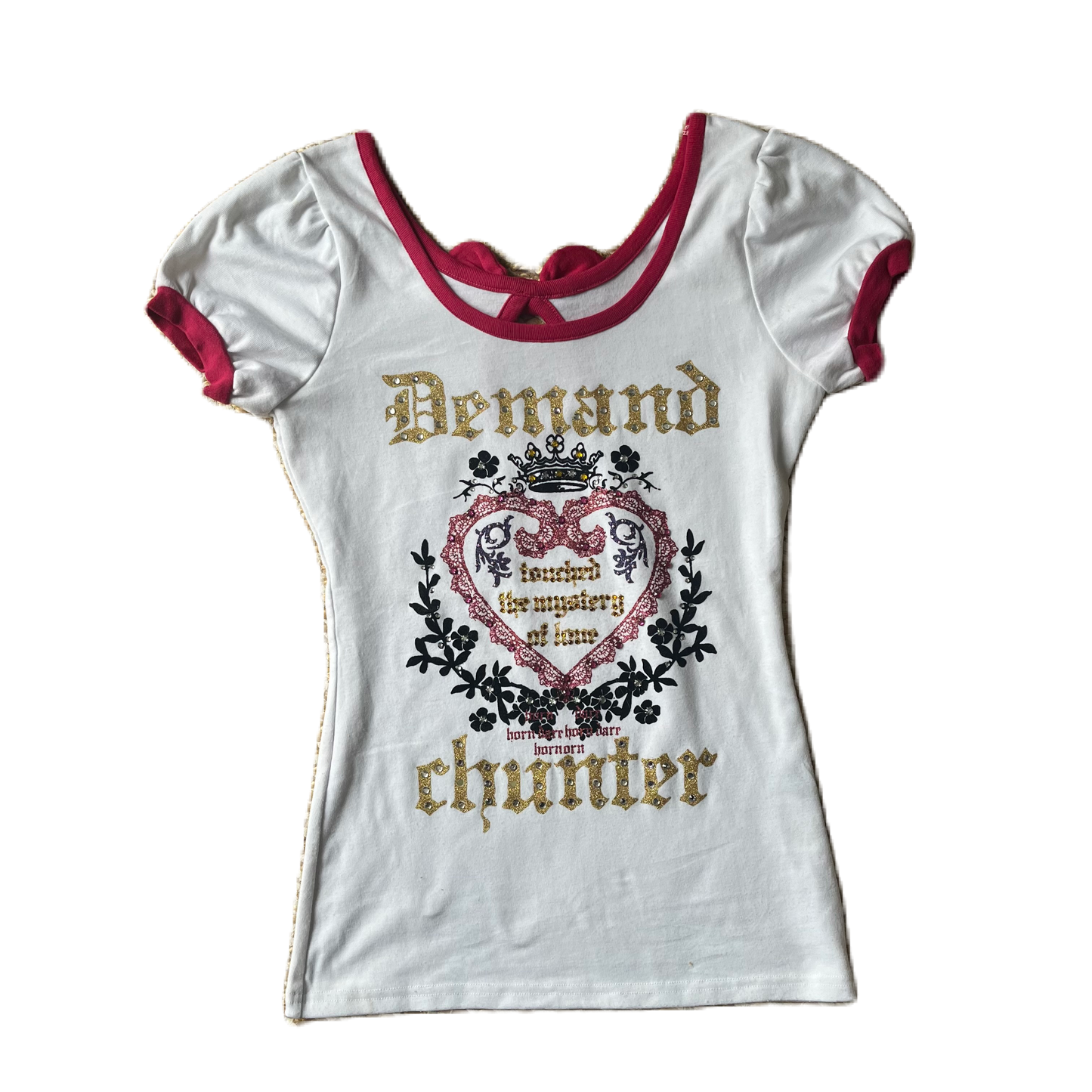 Cecil McBee Glitter Graphic White Baby Tee