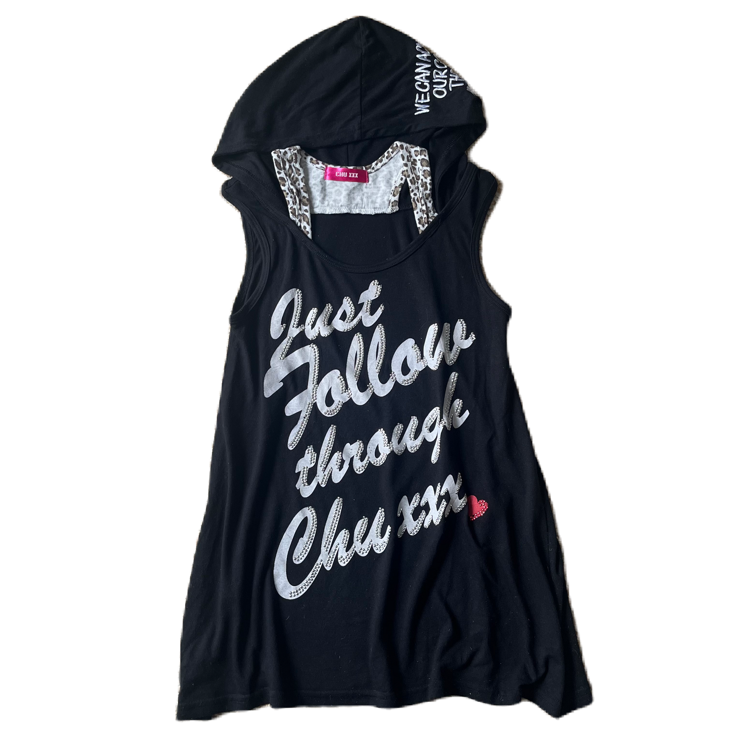 Chu xxx Stud Lettering Hooded Graphic Top