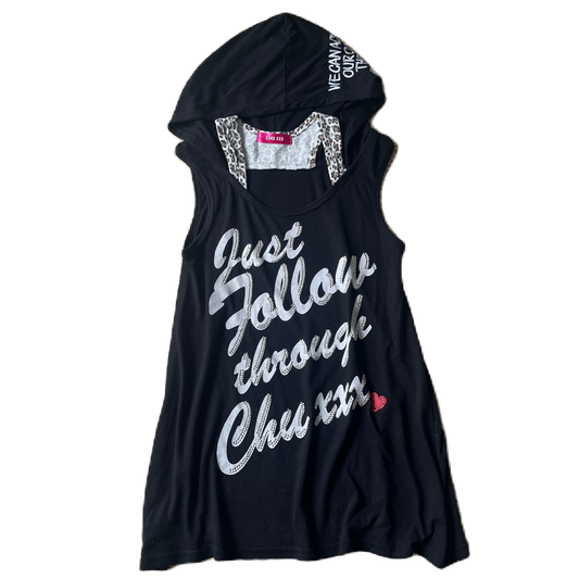 Chu xxx Stud Lettering Hooded Graphic Top