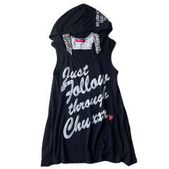 Chu xxx Stud Lettering Hooded Graphic Top