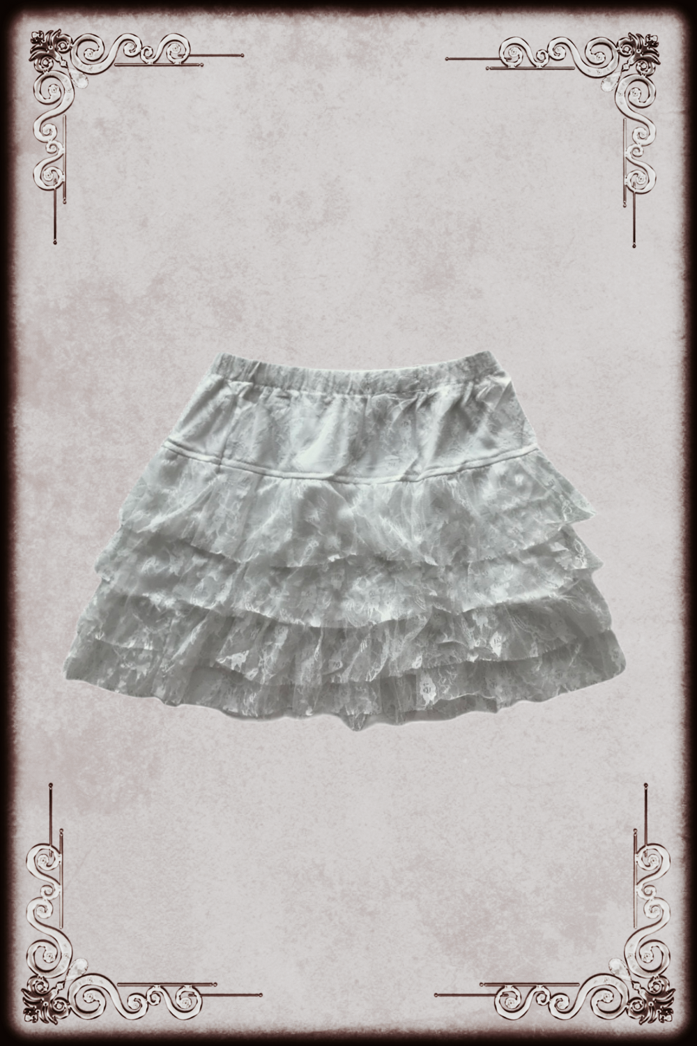 Off White Mesh Lace Skirt