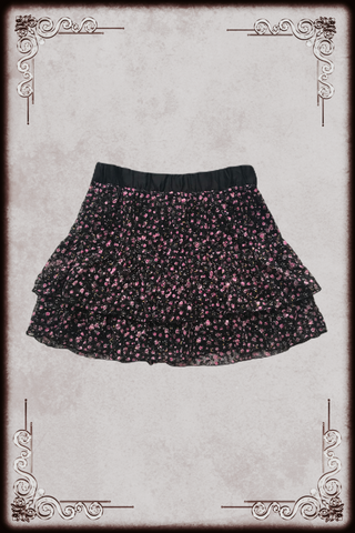 Black & Pink Floral Layered Skirt