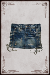 Lace Up Denim Mini Skirt