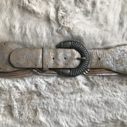 Distressed Silver Tassel Belt