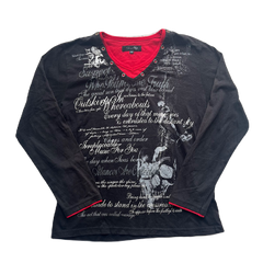 Faux Layer Silver Glitter Lettering Graphic Longsleeve