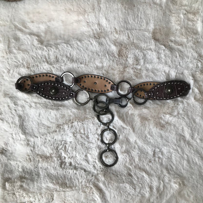 Brown Alligator Pattern Chain Belt