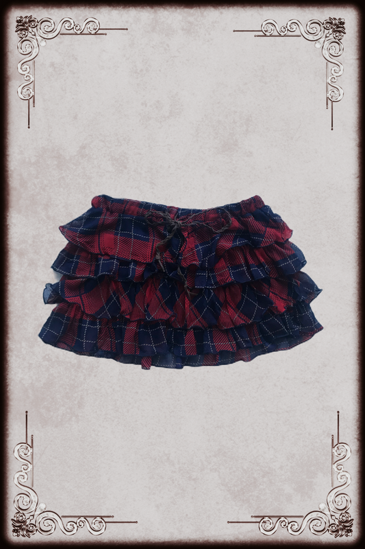 Red & Blue Plaid Ruffle Mini Skirt