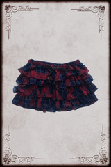 Red & Blue Plaid Ruffle Mini Skirt