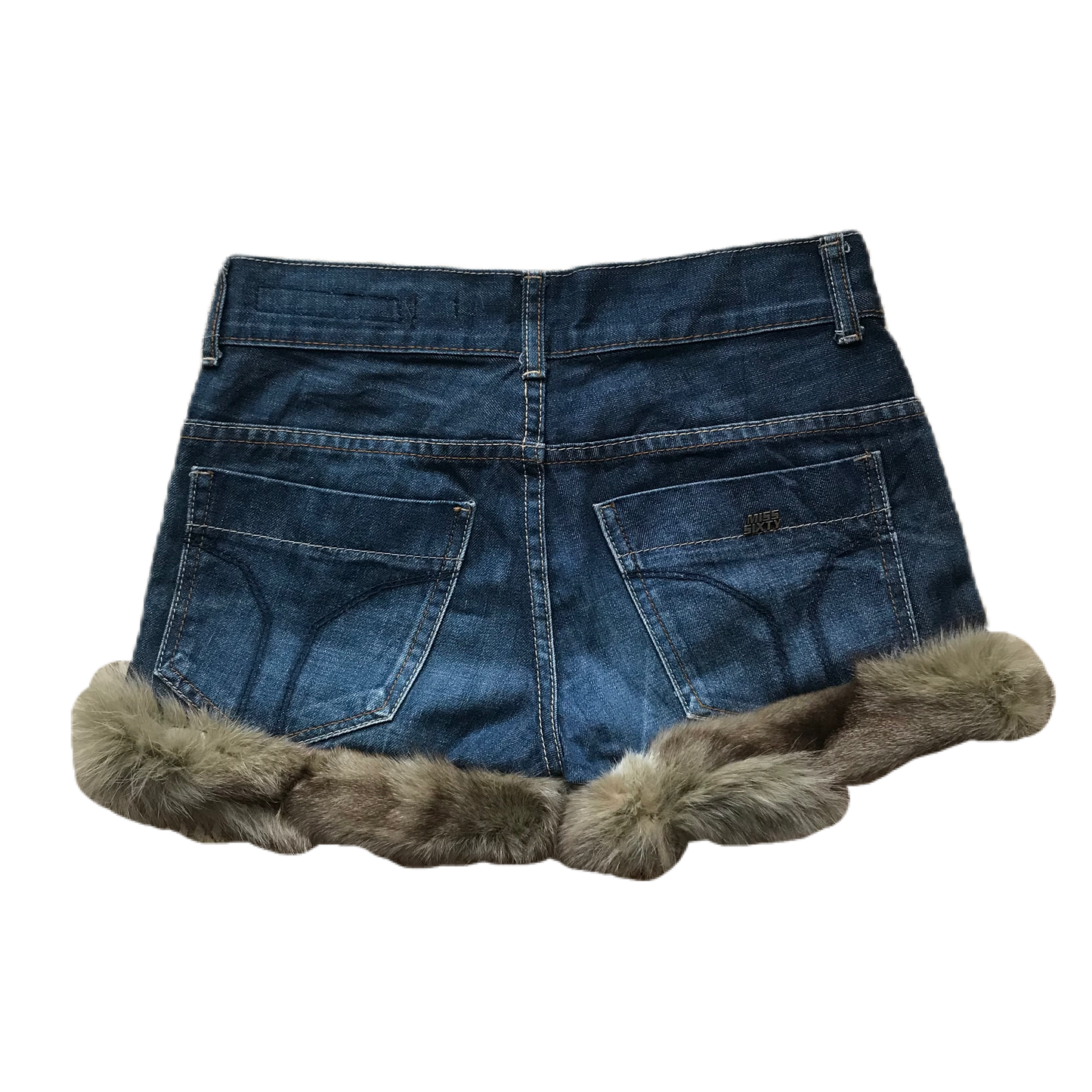 Dark Wash Fur Trim Denim Shorts