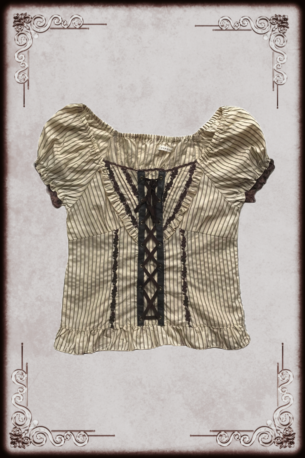 Axes Femme Brown & Cream Pinstripe Blouse