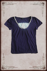 Purple & White Lace Trim Blouse