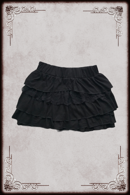 Lace Layered Black Mini Skirt