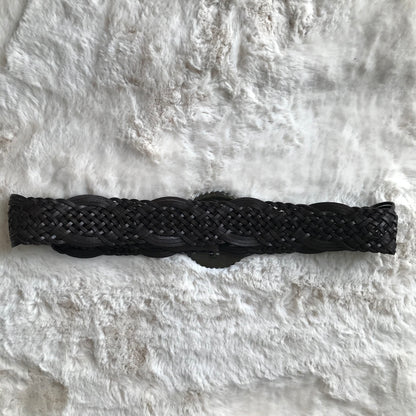 Black Woven Leather Belt
