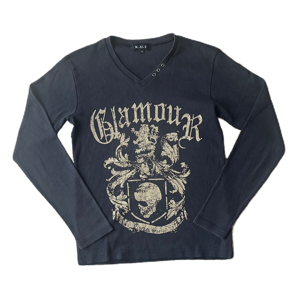 Black & Gold Skull Ribbed Long Sleeve