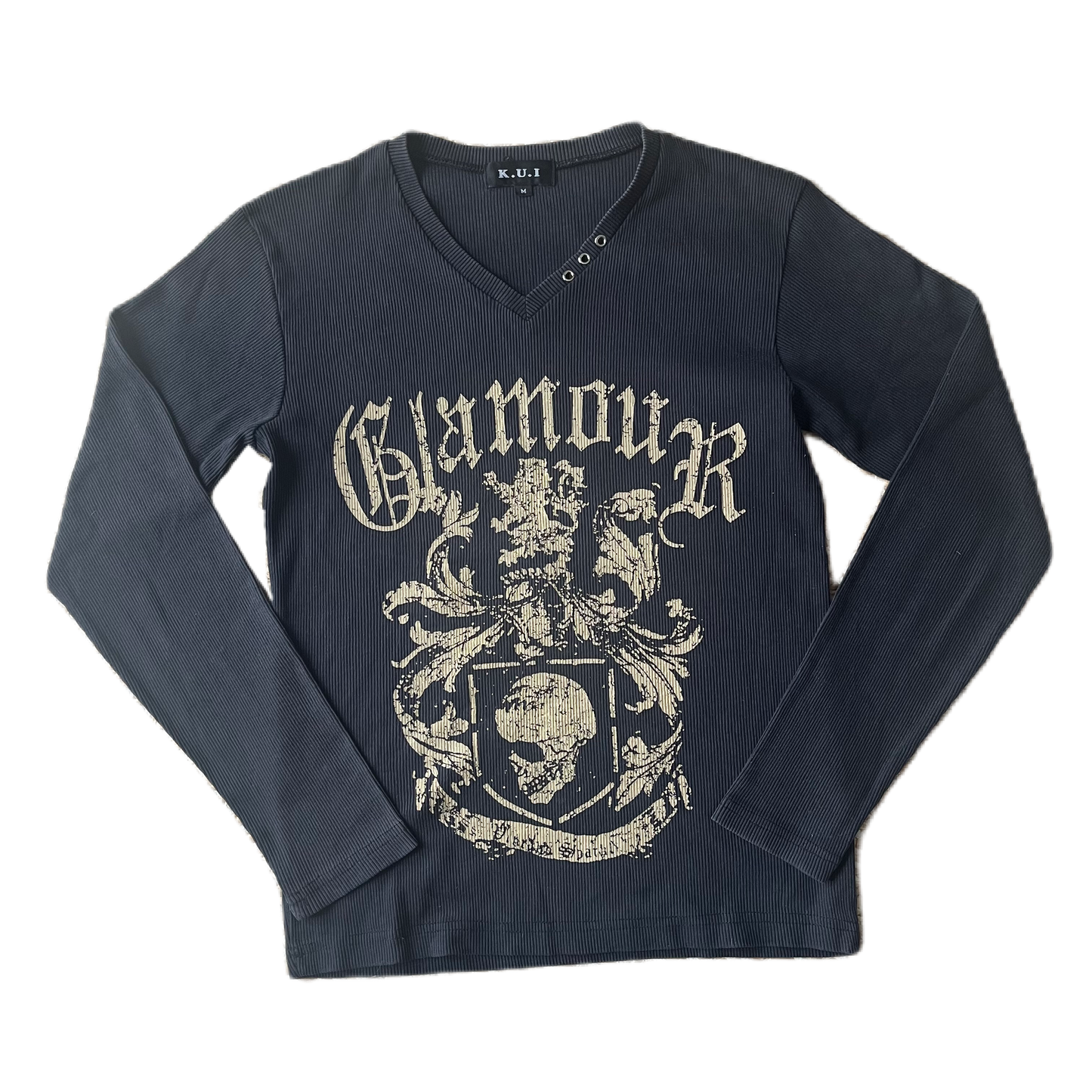 Black & Gold Skull Ribbed Long Sleeve