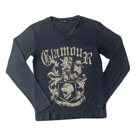 Black & Gold Skull Ribbed Long Sleeve