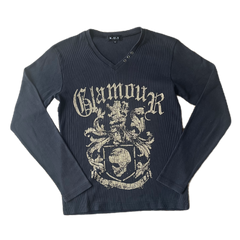 Black & Gold Skull Ribbed Long Sleeve