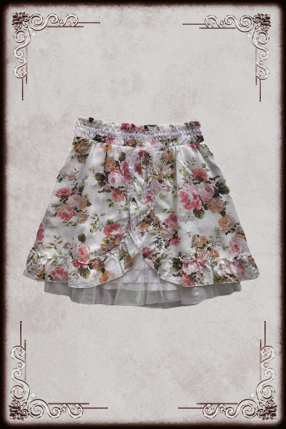 Cream Floral Princess Skirt