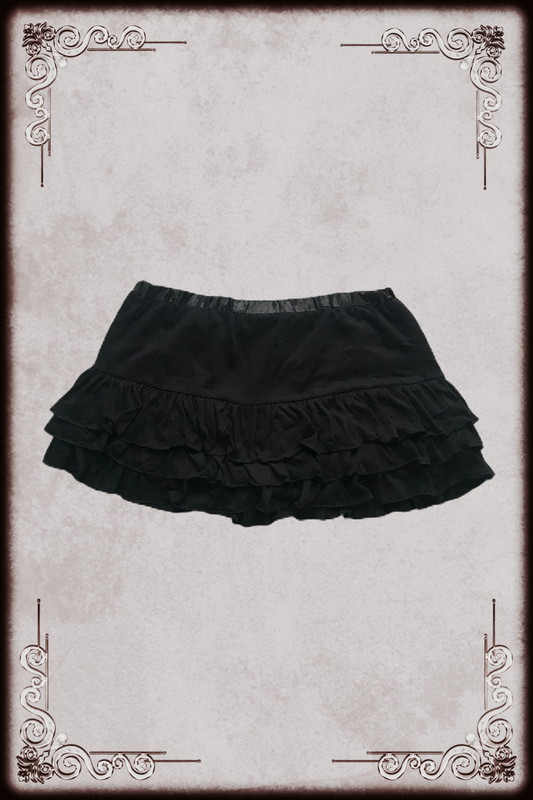 Colza Black Ruffle Mini Skirt