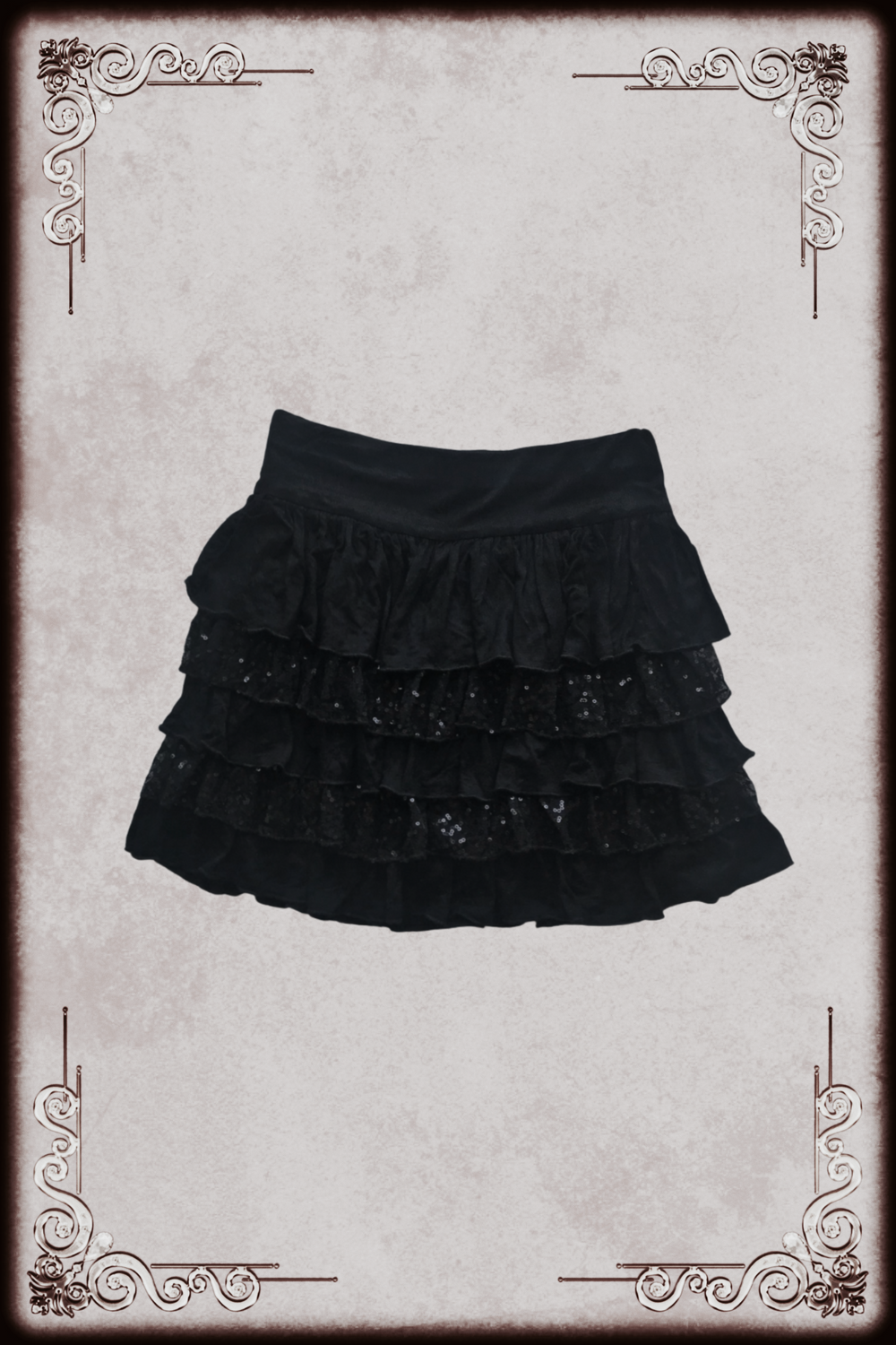 Chu XXX Black Tiered Sequin Skirt