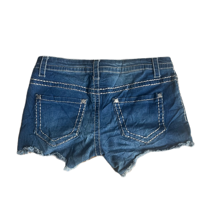Denim Sequin Flag Shorts