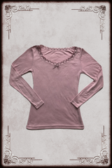 Muted Pink Lace Trim Layering Long Sleeve
