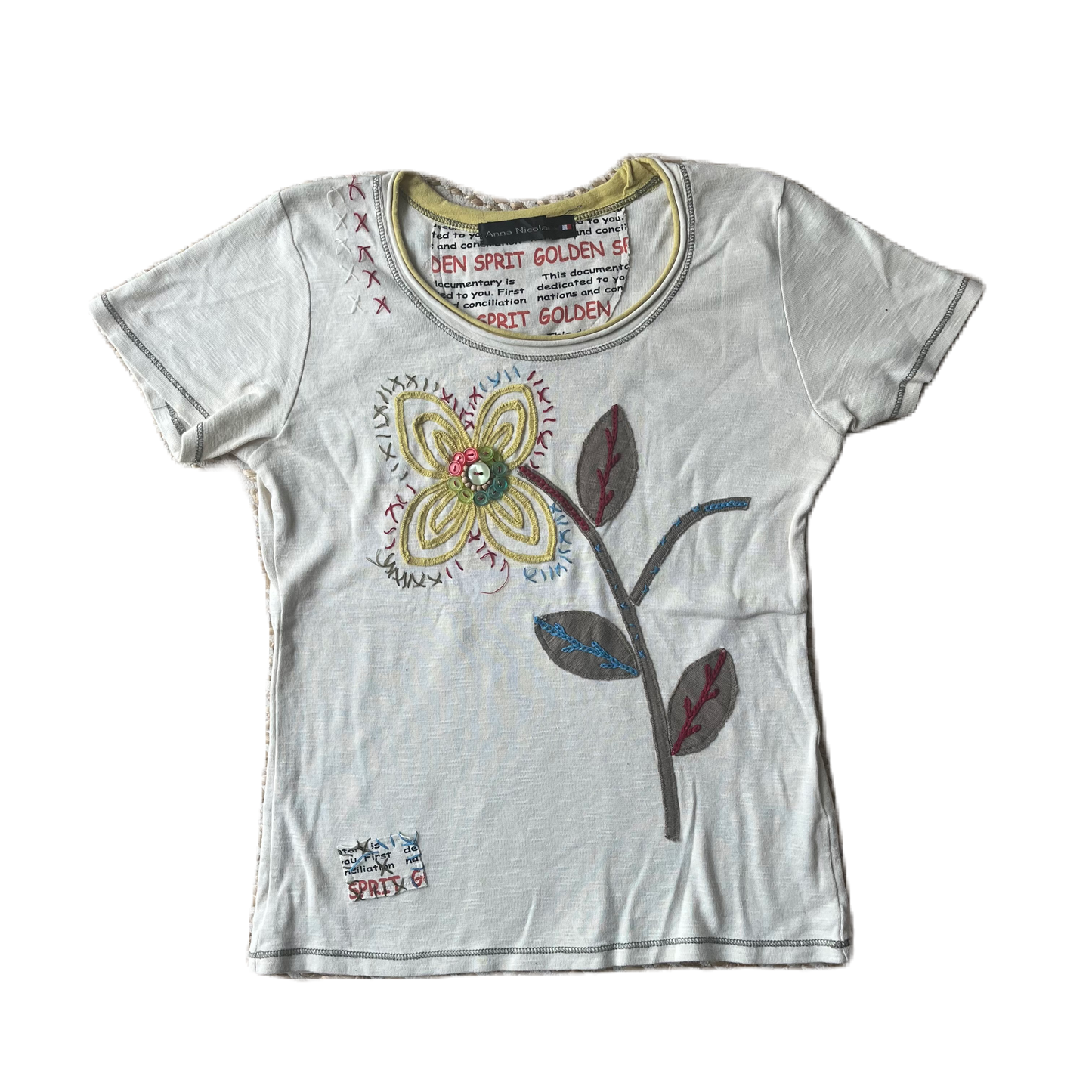 Off White Flower Patch Baby Tee