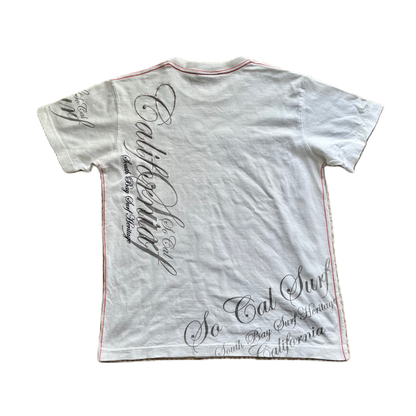 White x Holographic Grey Embroidery Lettering Tee h