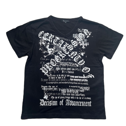 Beaumont Carr White & Silver Glitter Lettering Graphic V-neck