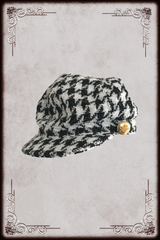 Houndstooth Black & White Baker Boy Hat (S)
