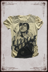 Namie Amuro Pale Yellow Rhinestone Graphic Top