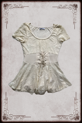 Lip Service Cream Layered Lace Up Waist Top