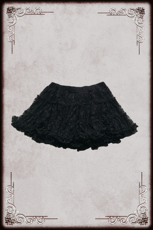 Pink Latte Black Star Pattern Lace Skirt