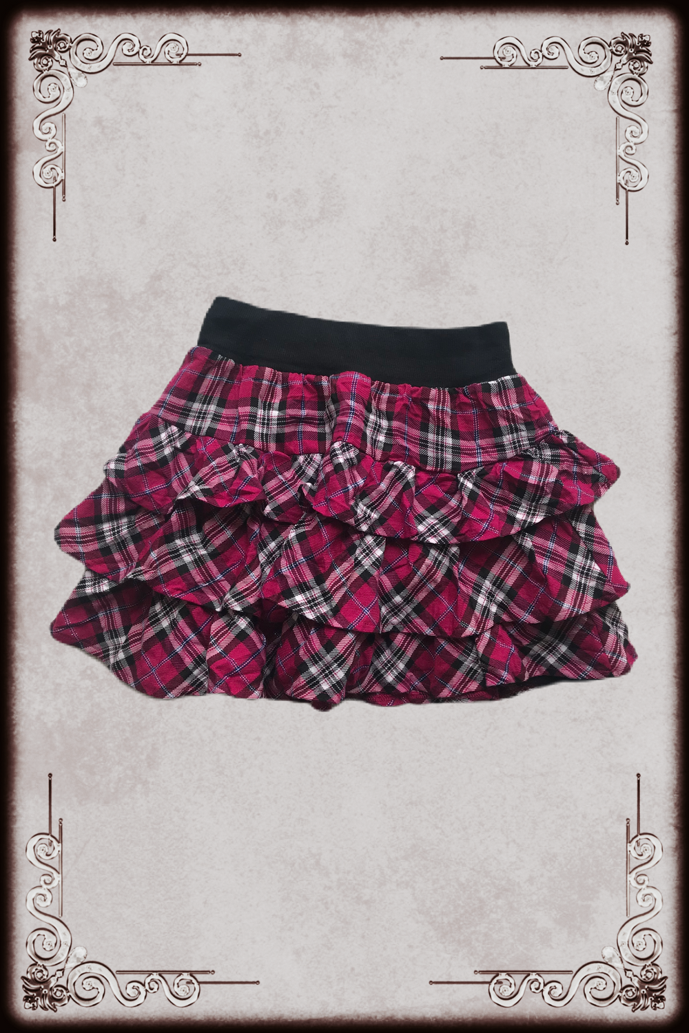 Glitter Hot Pink & Black Plaid Skirt