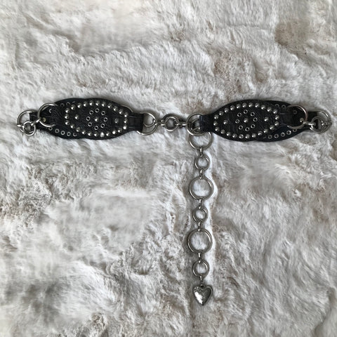 Heart Charm Black Leather Stud Belt