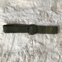 Olive Green Woven Flower Detail Belt