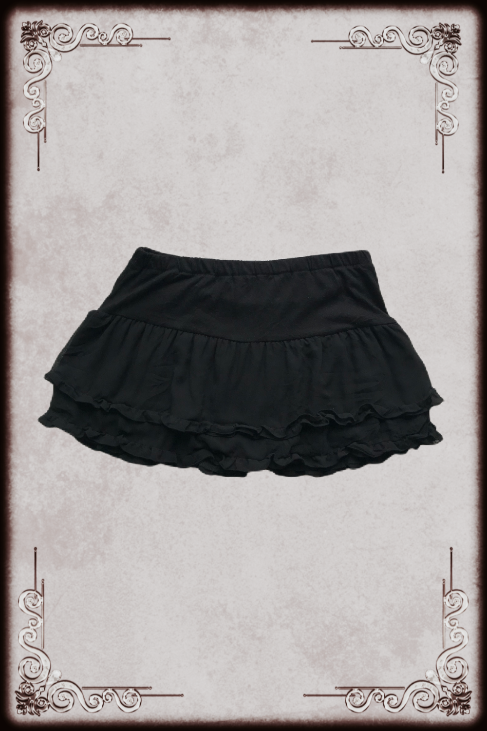 Ruffle Layered Black Mini Skirt