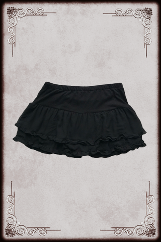 Ruffle Layered Black Mini Skirt