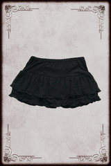 Ruffle Layered Black Mini Skirt