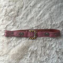 Pink Leather Rose Belt