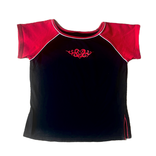 Split Hem Tribal Rhinestone Raglan Tee