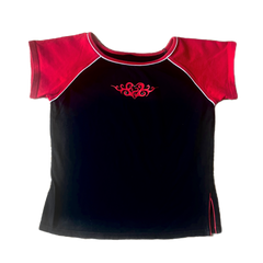 Split Hem Tribal Rhinestone Raglan Tee