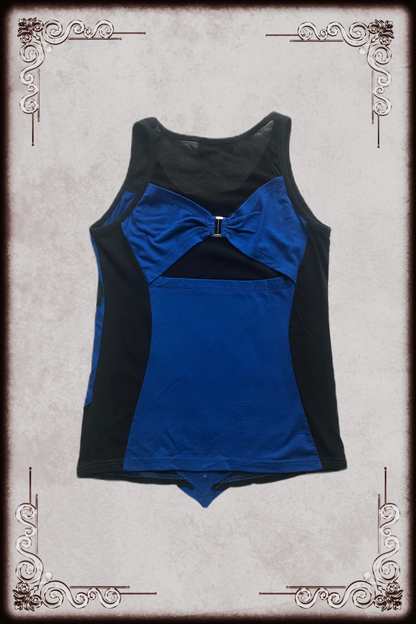 Blue & Black Skull Rhinestone Lettering Top