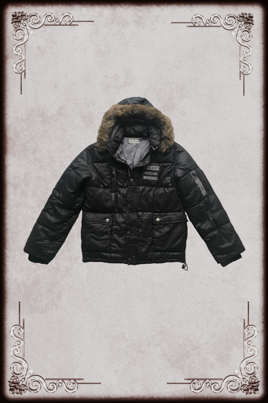 Sirmione Black & Tan Fur Hood Puffer Jacket