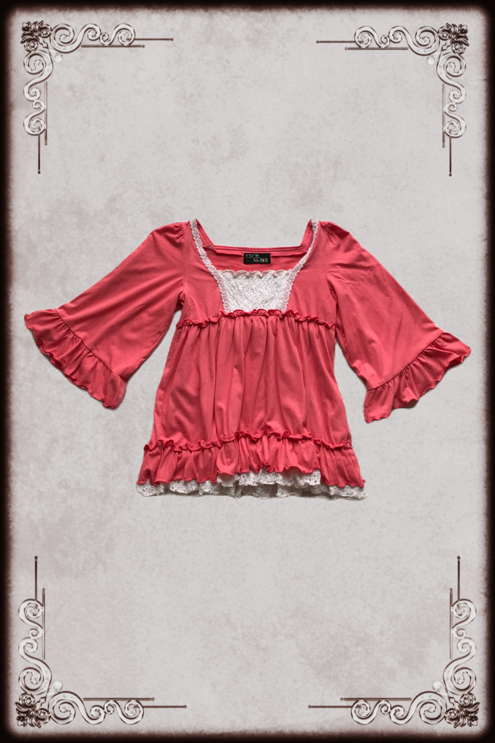Cecil McBee Highlighter Coral Babydoll Top
