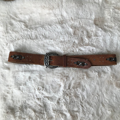 Brown Rhinestone Bow Detail Belt